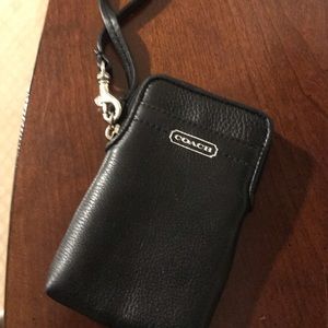 Leather Coach cell phone case with cardholder